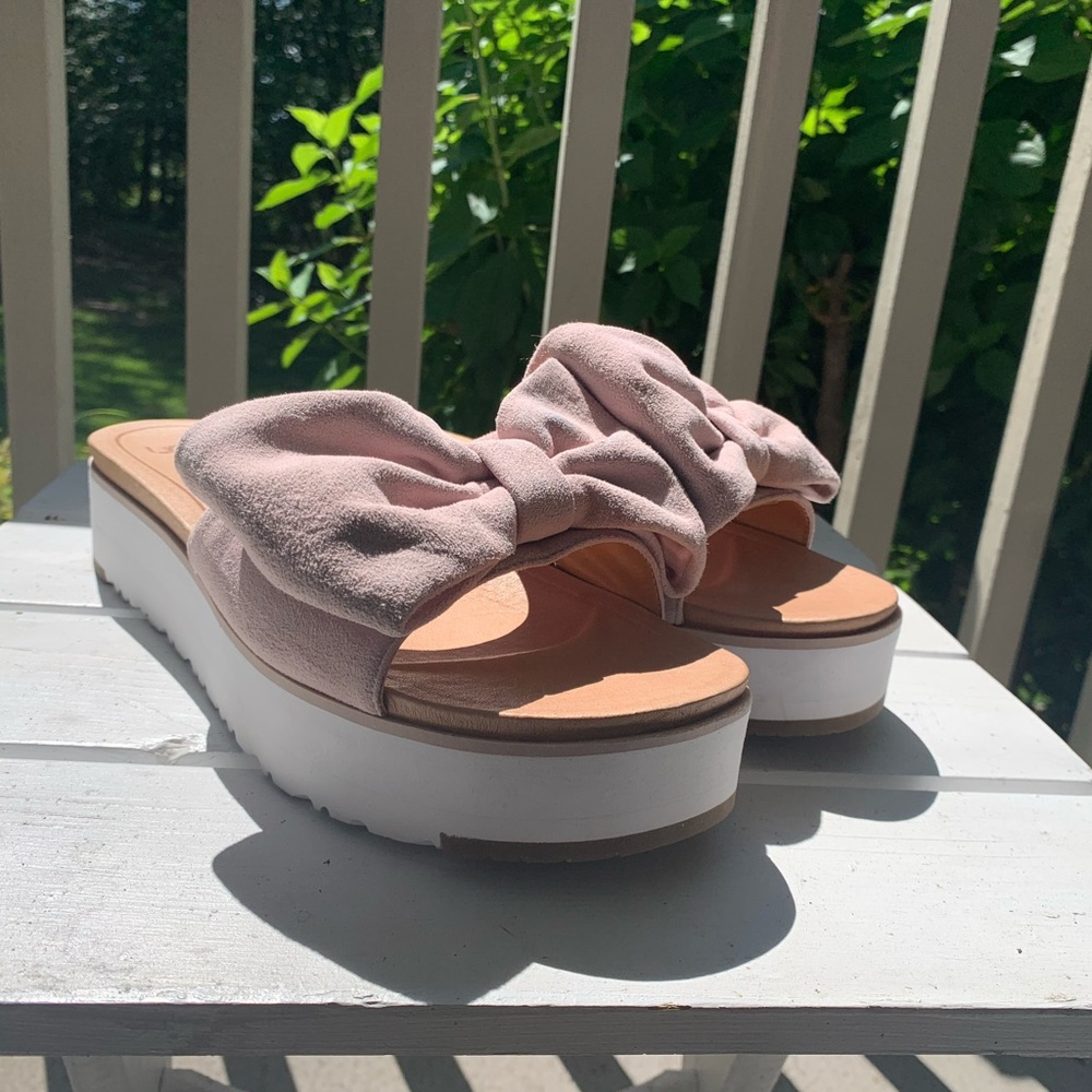 Pink Suede UGG Bow Sandals- Size 12